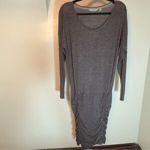 Athleta Charcoal Grey Long Sleeve Tulip Dress Size ST small tall slinky classic